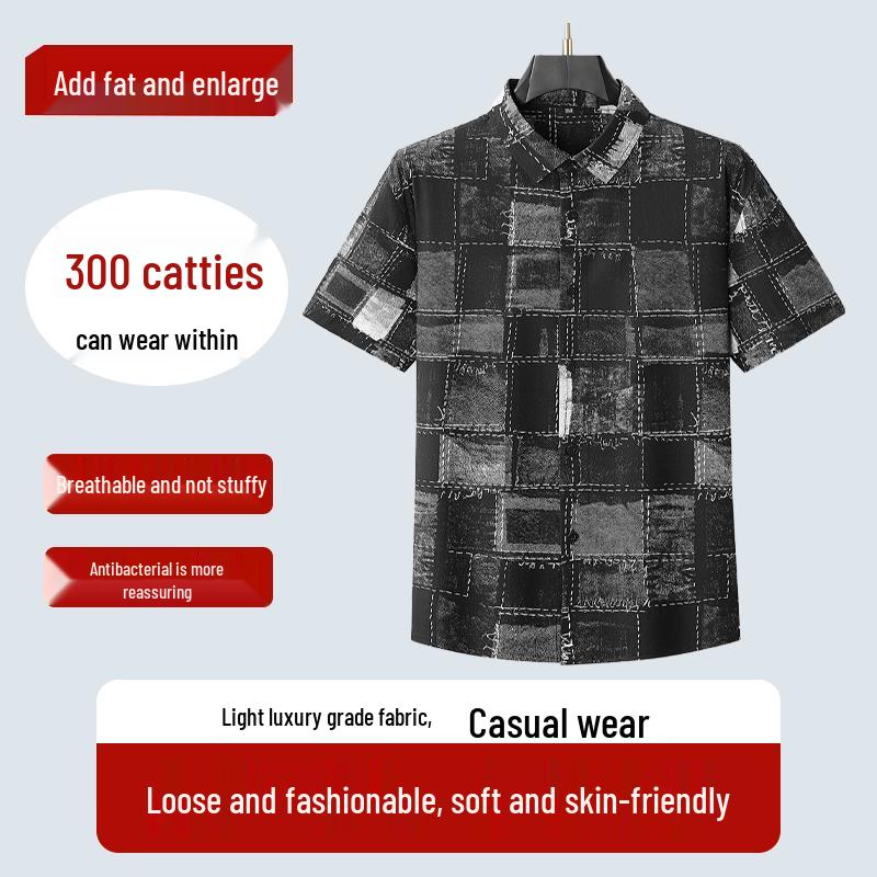 Men s Plus Size Plaid Short Sleeve Casual Shirt 2XL