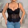 1XL-4XL Big Size Lace Corset Hollow Suspender Vest Elegant Simple Lace Crop Tops  Spring Summer