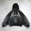 RogueWave Harajuku Y2K Vintage Punk Solid Color Printed Men Casual Hoodie American Gothic Fashion Couple Casual Hoodie Sweatshirt