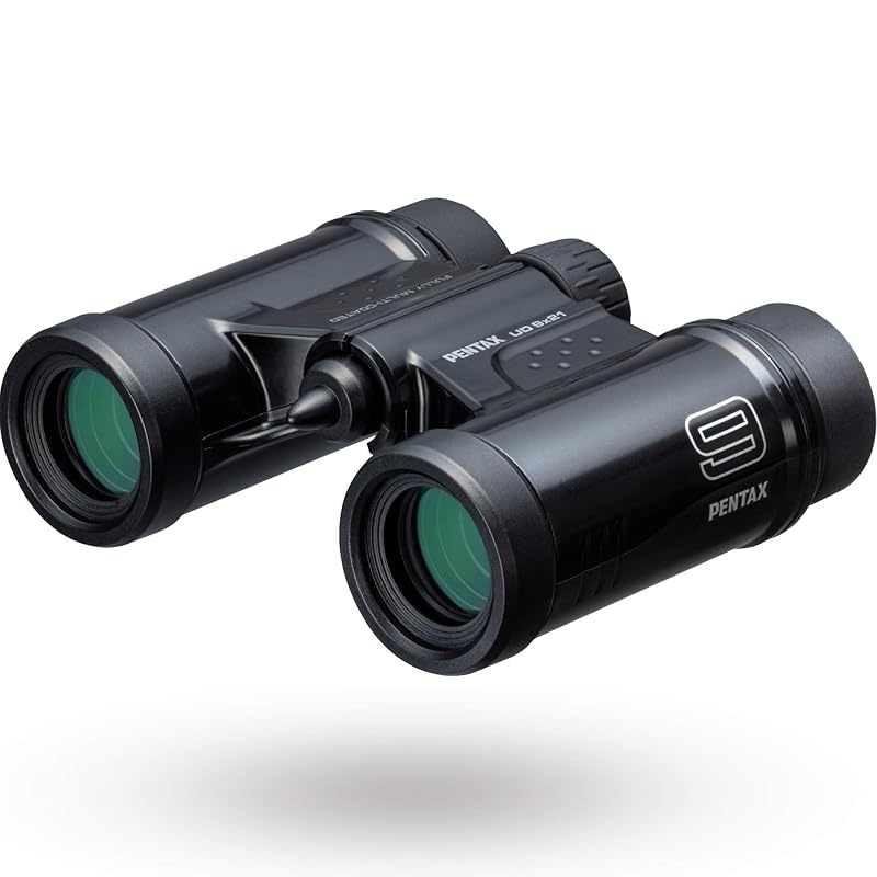 PENTAX UD 9x21 Binoculars, Black. Bright and clear field of view. Compact roof prism body for easy portability. Includes strap for one-handed use.