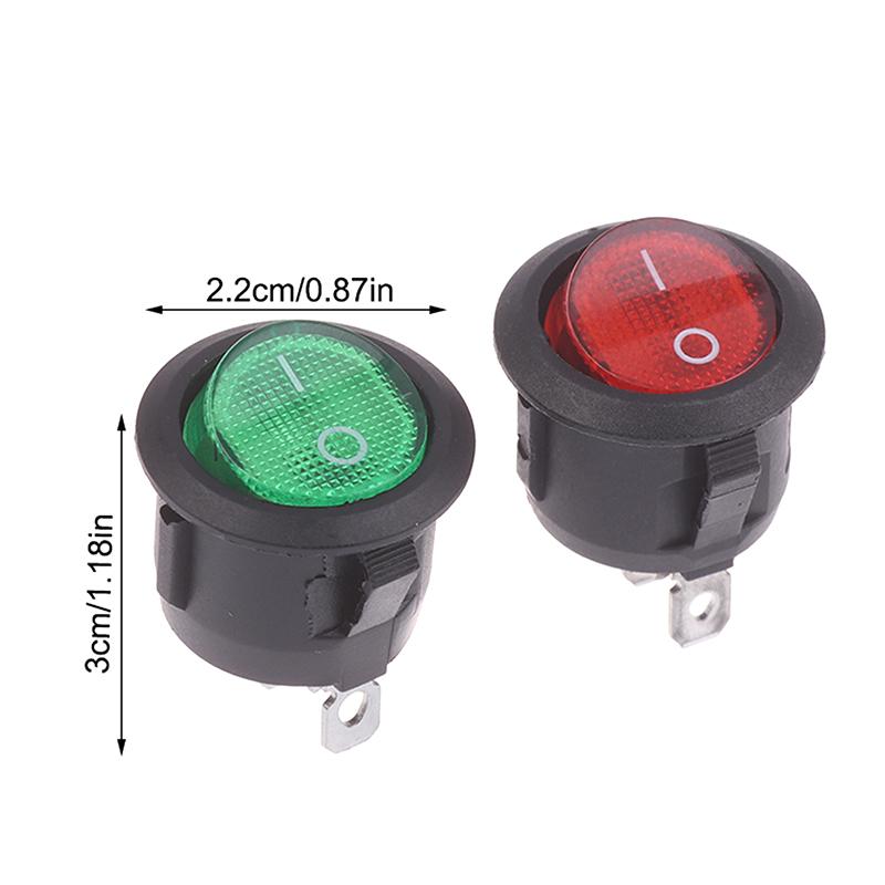 5Pcs KCD1 On/Off 3-Pin 2-Position Snap 20A 12V Red Green LED Round Boat Rocker Switch With LED Small Toggle For Car