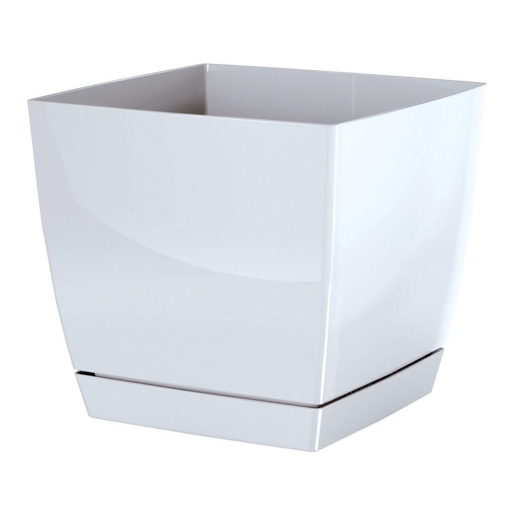 Coubi eckiger Blumentopf mit Untersetzer, weiß, 135x124cm