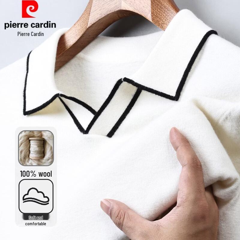 Pierre Cardin Men's 100% Wool Polo Collar Knit Sweater