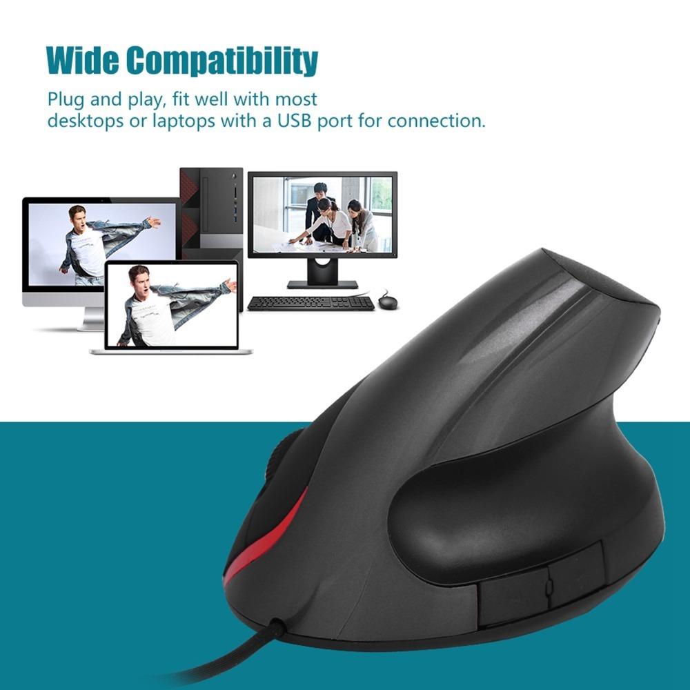 Optical Sensor Vertical Mouse 1200DPI Wired Mouse Comfort Grip USB Mouse  Small Hands