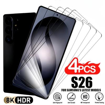 4Pcs Ultra HD Screen Protector for Samsung Galaxy S26 S25 S24 Ultra S23 S22 S21 Plus S24 S25 FE Edge 9H Hardness Tempered Glass