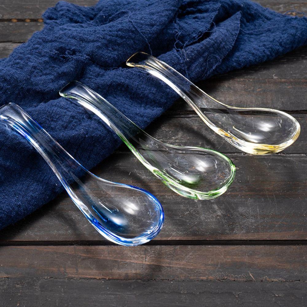 Colorful Crystal Glass Spoon Exquisite Serving Spoons Easy To Clean Condiment Spoons Restaurant