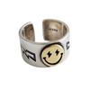 Fashion personality, wide-faced golden smiley face, jewelry, female simple temperament, Mori retro pentagram open ring