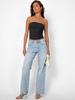 Damen Bandeau gerafftes Crop-Top - Lässig, Vielseitig, Eng anliegend