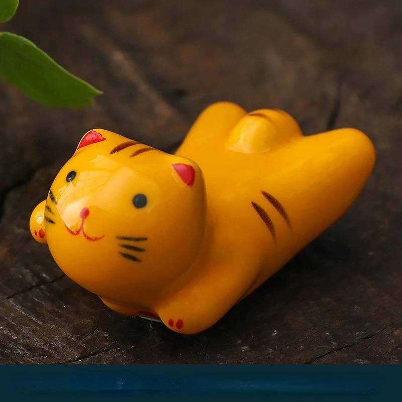 1pc Ceramic Cute Chopstick Holder Tableware Japanese Style Underglaze Restaurant Simple Oval Spoon Bracket Utensil for Kitchen