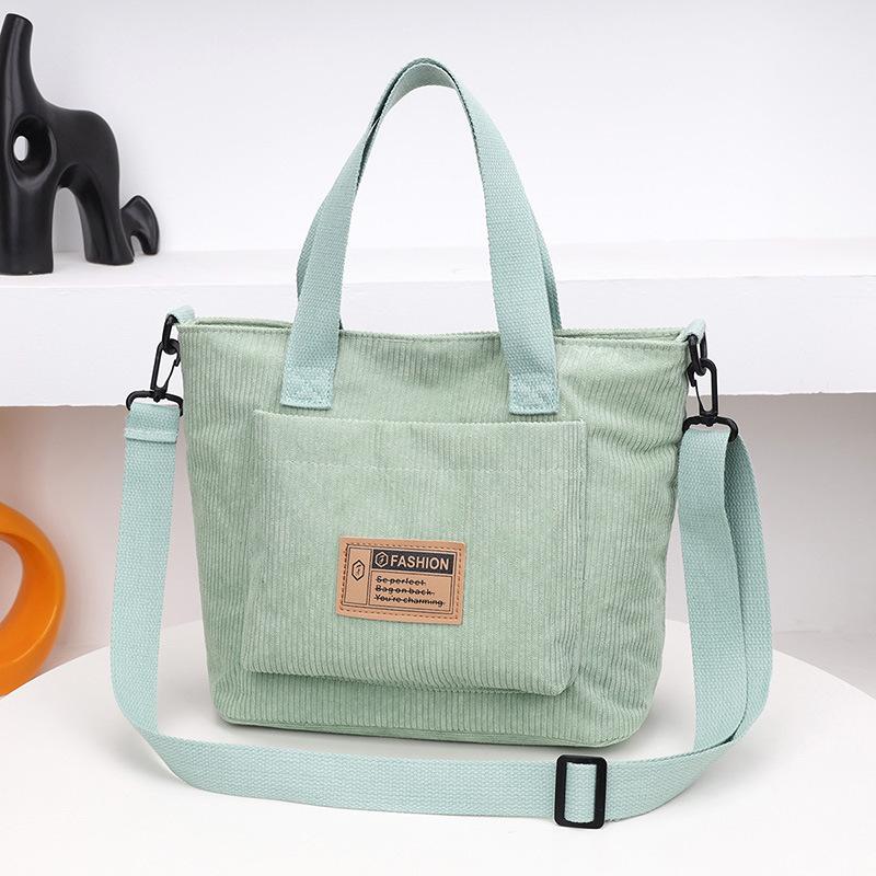 

Corduroy handbag simple Harajuku shoulder messenger bag large capacity versatile college style backpack One size fits all зелений