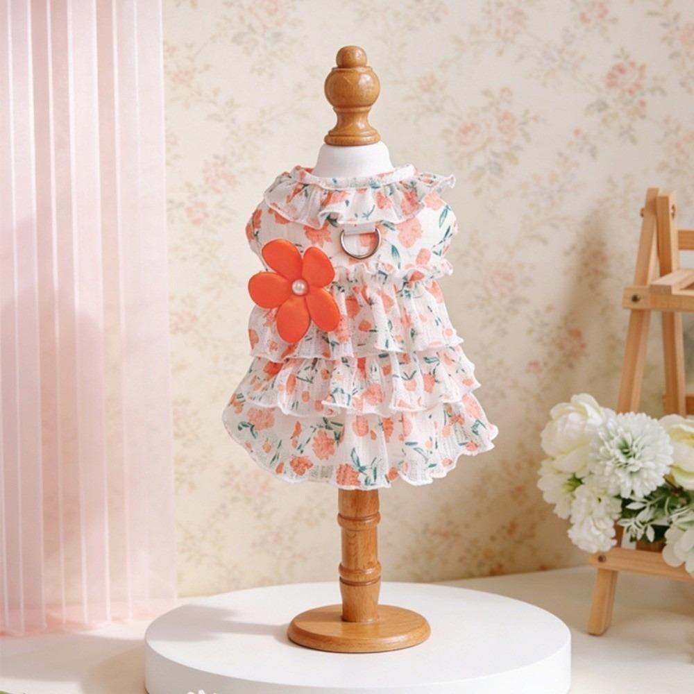 Summer Clothes Dog Layered Dress Sweet Cats Outfits Trendy Corgi Teddy Clothes for Small Dog Cat