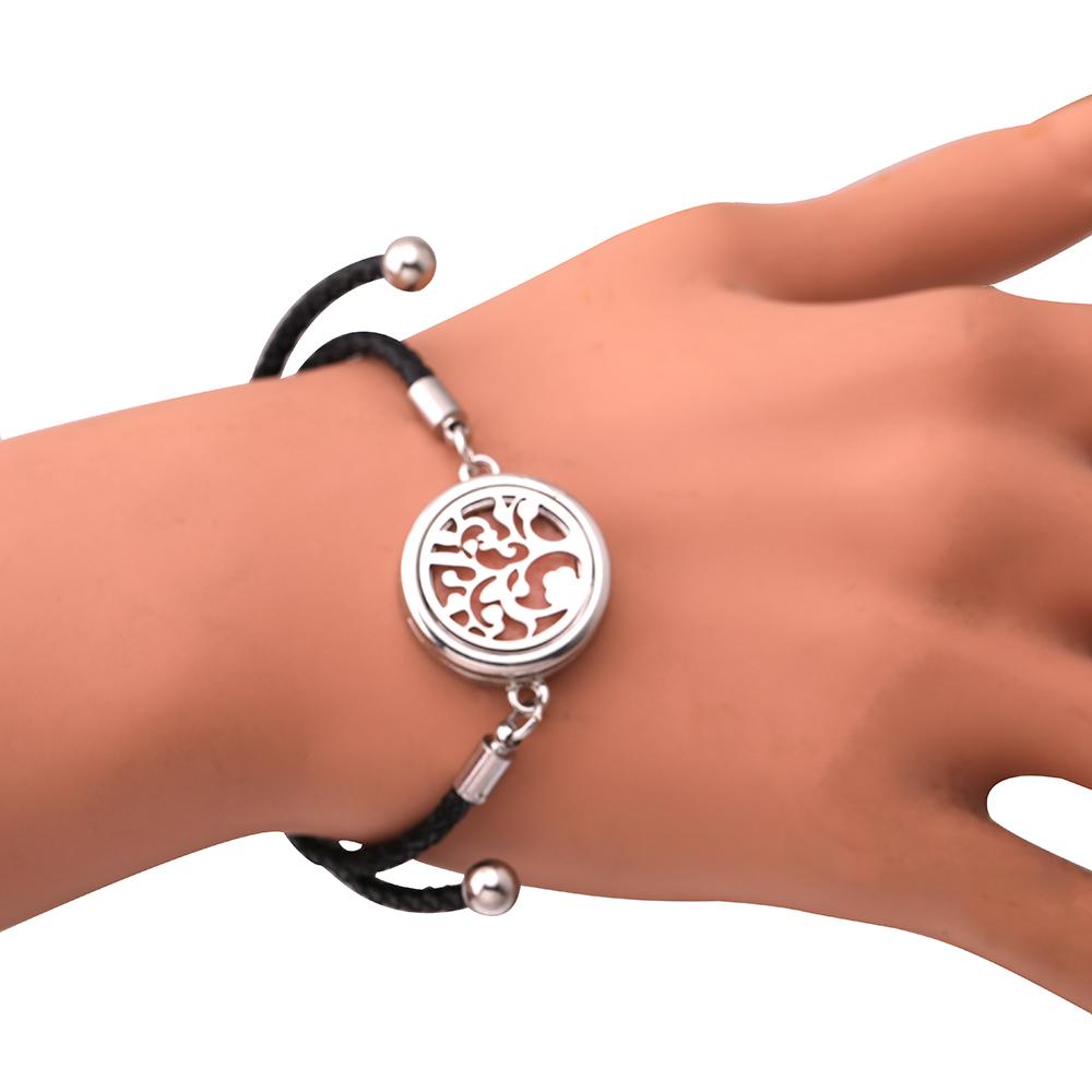 Engel Flügel Herzförmiger Edelstahl Aromatherapie Armreif Verstellbares Leder Schnallenarmband Damen Diffusor Medaillon Schmuck
