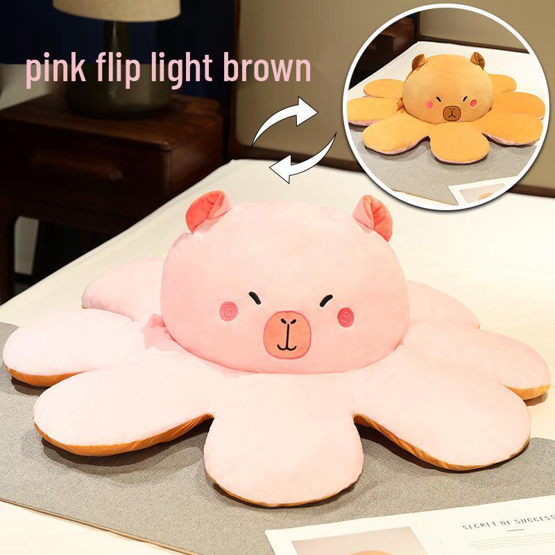 Плюшевая игрушка Капибара: Двусторонняя подушка-осьминог и кукла для сна девочки 90cm (1.2kg)