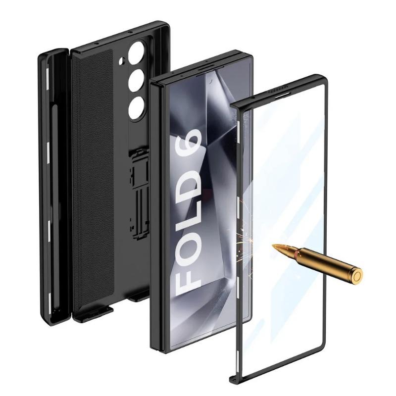 Ständer Hartplastik Magnethülle für Samsung Galaxy Z Fold 6 Z Fold 6 5G Magnetische Adsorption Scharnierschutz Telefonabdeckung Ständerhalter