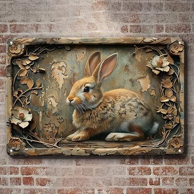 2d Flat 30*20cm, Classic Style Rabbit Theme Wooden Sign and Plaque, Wall Hanging Multipurpose Decor for Bar, Home, Room, Farmhouse, Kitchen, Garden