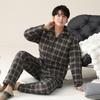 Pajamas Men'S Winter Three-Layer Pure Cotton Padded Thickened Fleece Warm Winter Coral Fleece Large Size Loungewear Set