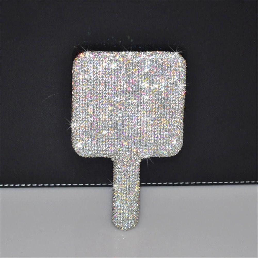 Quadratisch/Rund Liebesherz Spiegel Strass Hand Kosmetikspiegel Handspiegel Make-up Spiegel Weiblich