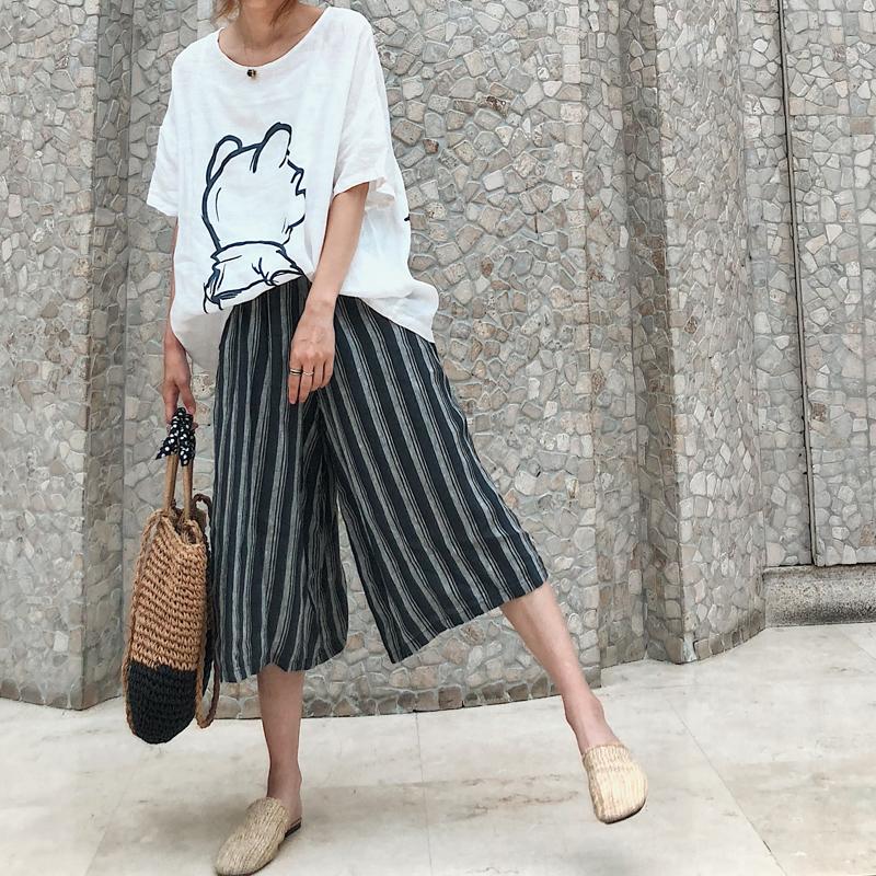 Dimanaf 2025 Women T-shirt Summer Linen Shirt Blouse Short Sleeve Fashion Tops Tees Loose Tees New Black Blouse