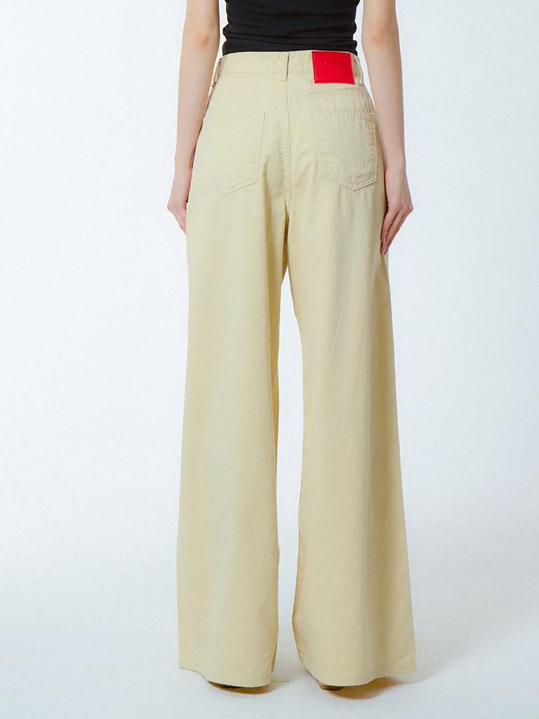 UNKNOWN PLANET Wide Flare Cotton Pants Cream Beige