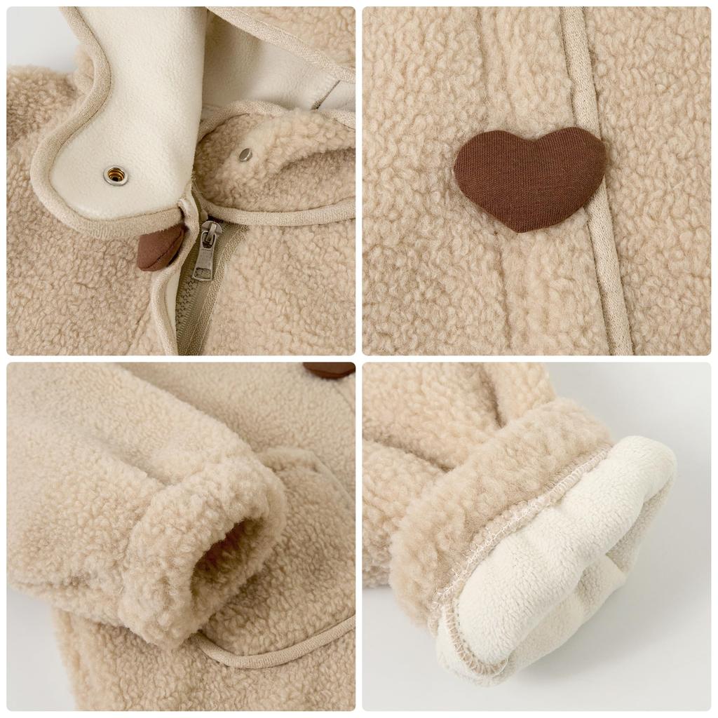 Miipat Boa Fluffy Boa Baby Leopard Solid Cute and Sizes Size Children's Girls' Jacket, Thick, Hooded, Fleece, Outerwear, Blouson, Print, Color,