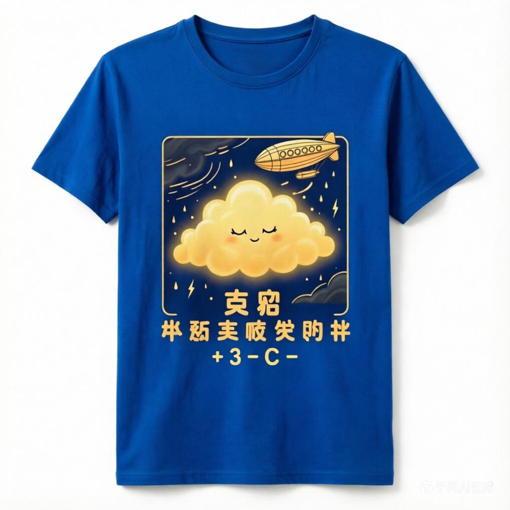 Cute Glowing Cloud Airship Graphic TShirt Unisex Women Black Casual Night Sky Tee