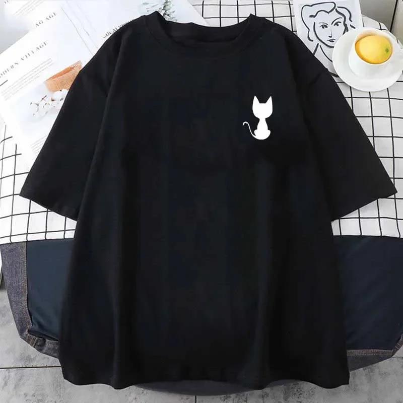 2024 Katzen-Print T-Shirt Sommer Sport Jogging Top Kurzarm Outdoor Mode T-Shirt Locker Weiches Shirt Lässige T-Shirts