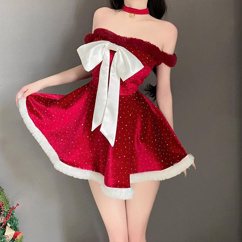The most beautiful girl at the Christmas party * Christmas night party * Original big bow tube top red sparkling Pumbaa princess dress