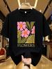 WZM1021220Creative flower print plus size Unisexs round neck summer casual short sleeved street fashion versatile Tshirt