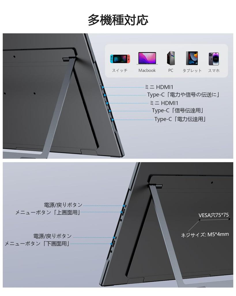 Dual Mobile Monitor Inch Touch Panel Mobile Monitor 2 Screens EVICIV sRGB Triple Monitor FHD1080p Foldable Dual Display Mobile Display Portable
