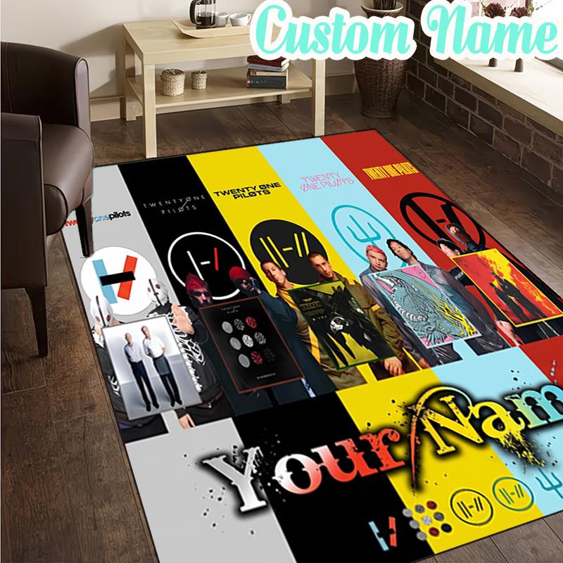 Custom Name Twenty One Pilots Music Evolution Rug, Office Rug, Chair Rug, Carpet for Living Rooms, Doormat Game Rug Home Decor Christmas Gifts