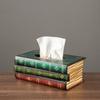 Wooden Antique Book Shaped Napkin Box Tissue Holder Wipes Storage Case Paper Towel Dispenser