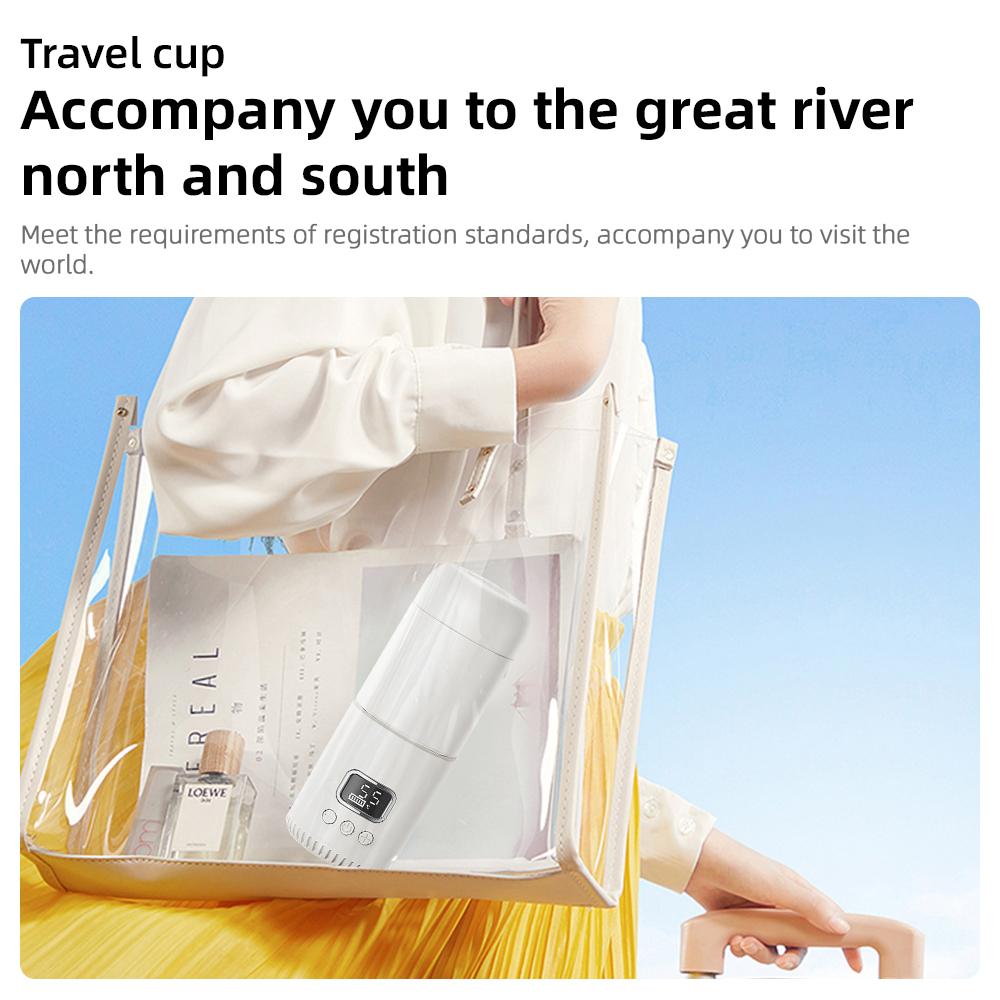 Tragbarer Wasserwärmer aus Edelstahl für Babynahrung, Fassungsvermögen 400 ml, 37–55 Grad Celsius, einstellbare Temperatur