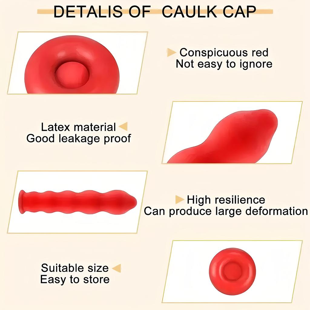 Red Cap Open Caulking Tube Caps - Durable Plastic Sealant Caps for Adhesives, Sealants, Caulking Guns & Tape Dispensers