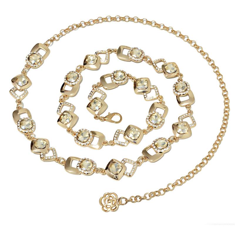Women's belly dance big rhinestone waist chain women's rhinestone diamond metal chain waist chain