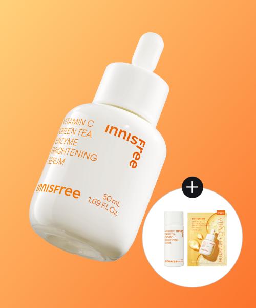 (Large Size) Vita C Green Tea Enzyme Blemish Toning Serum 50mL + 1 x 10mL + 2 Gel Masks