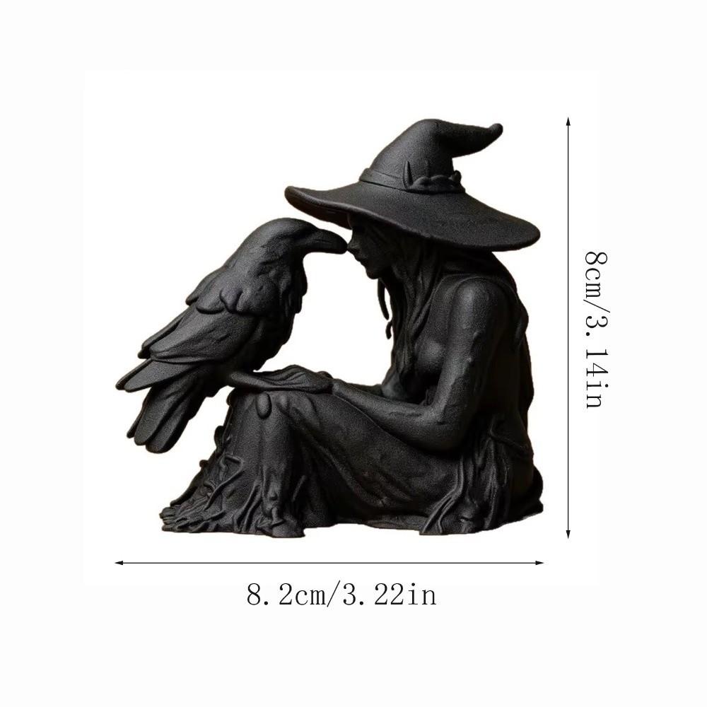 Desk Ornaments Witch Sculpture Gothic Style Halloween Decoration Bird and Girl Sculpture Office