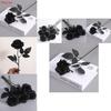 Gothic Black Rose Artificial Silk Flower Bouquet For Wedding Photography Decor
