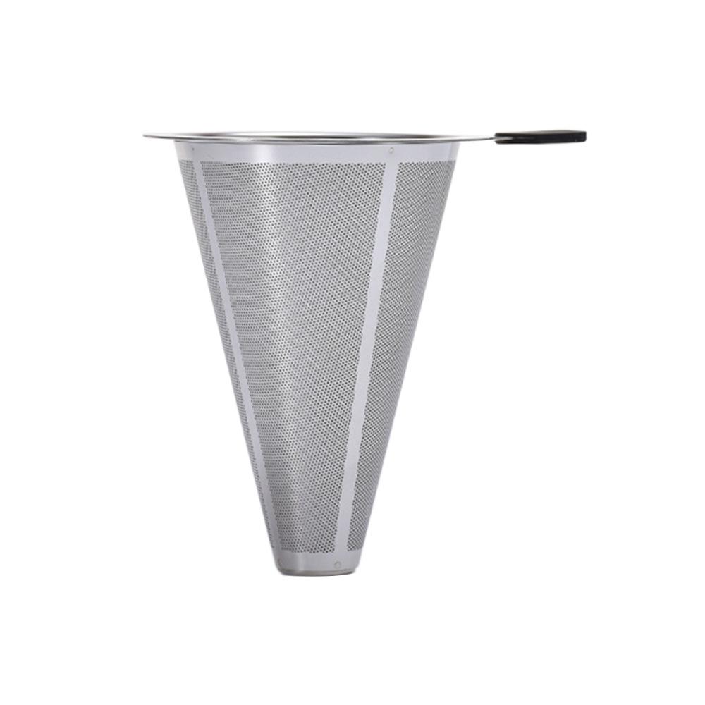 Stainless Steel Coffee Filter Drip Type Silver Pour Over Cone Dripper Fine Mesh No Filter Paper Required Mesh Coffee Filter