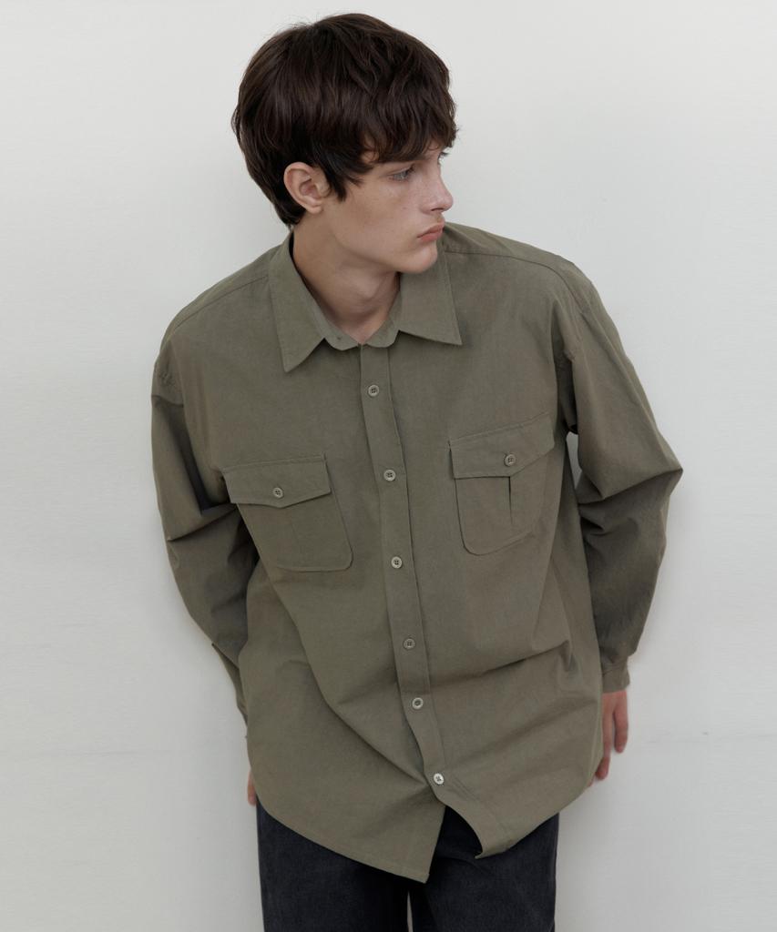 WEDNESDAY OASIS Work Cotton Shirt_Khaki(Wb6Sh13)