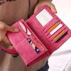 PU Leather Long Wallet Solid Color Women Purse with Card Holder Small Cash Pouch Office Camping Female Supplies Gifts