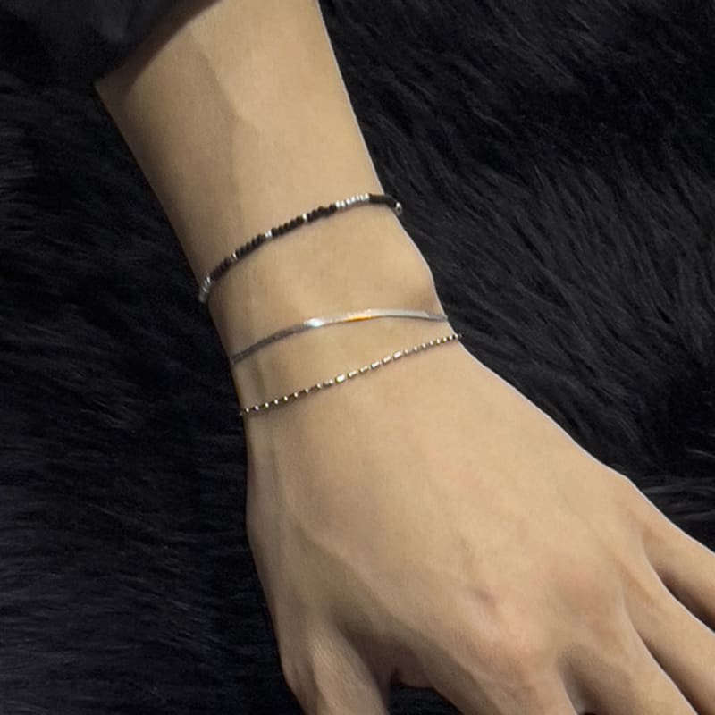 S SY [set] HANDMADE GLASS BEADS & VIENNA SNAKE CHAIN BRACELET