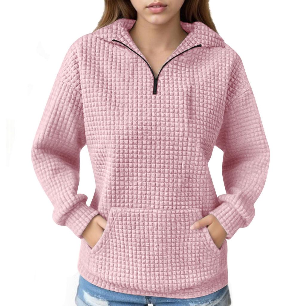 Ladies Fashion Casual Long Sleeve Pullover Top With  Pockets