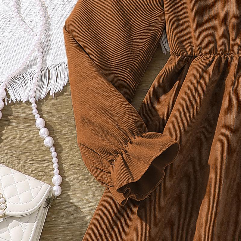 European Girls' Retro Long Sleeve Dress, 6-12 Years, Autumn/Winter Collection