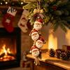 Wooden Christmas Tree Ornaments Santa Claus Hanging Ornament, 2D Flat Pattern Sign with Jute Festive Holiday Rope And Bell, Vintage Door Hanger