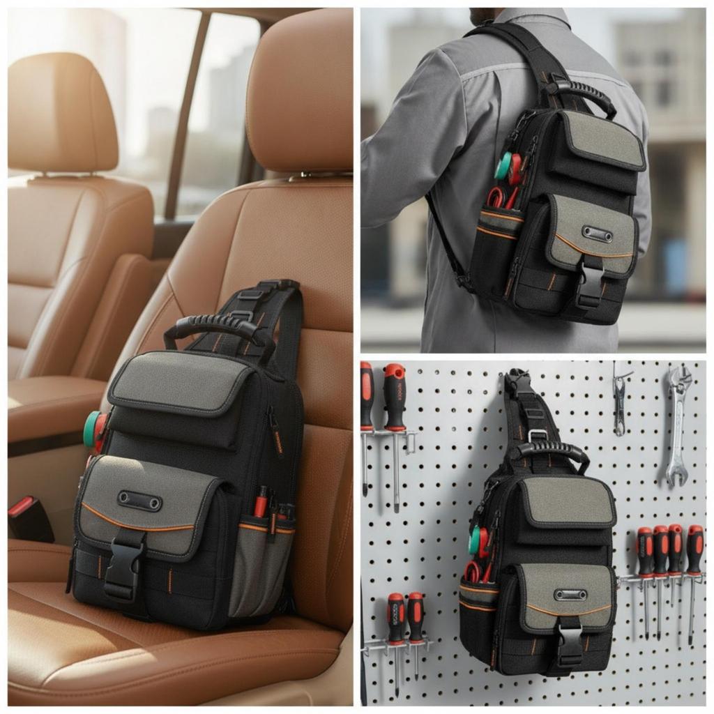 Tool Bag with Shoulder Strap Zippered for Job-Site