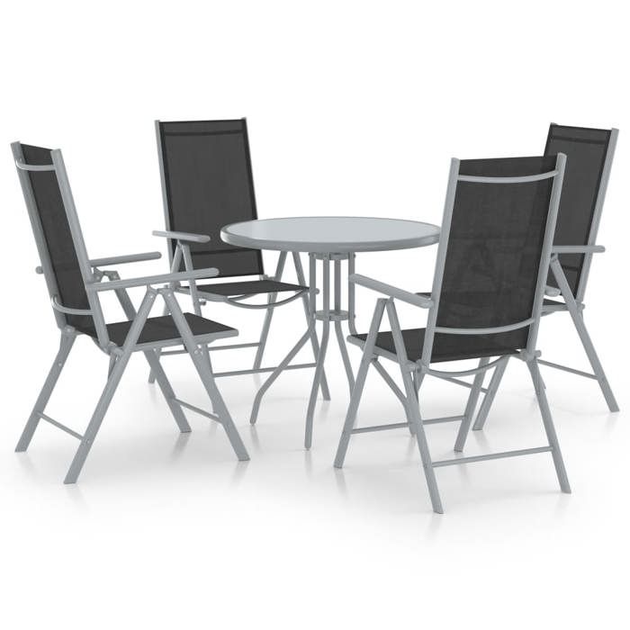 Maison Exclusive - Ensemble à manger de jardin 5pcs aluminium et textilène argenté