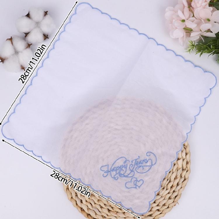 Embroidery Cotton Square Handkerchief Wedding Party Favor Decorative Kerchief for Bride Wedding Gifting Packing Use