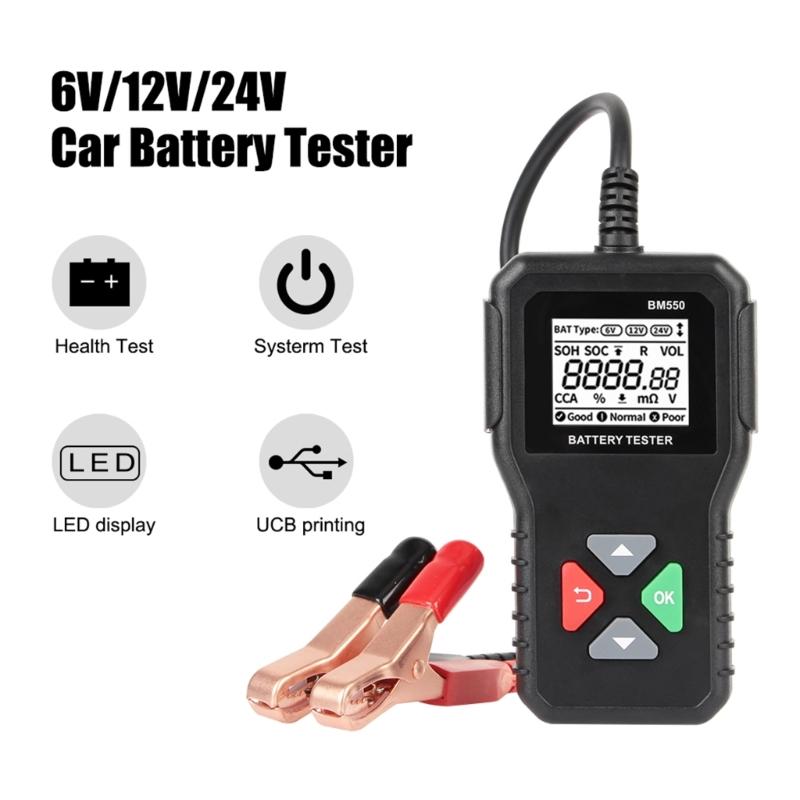 24V 6V 12V Battery Tester BM550 Test Analyzer Diagnostic Tool Detector Accessories Fit for Car Motorcycles Truck Trailer