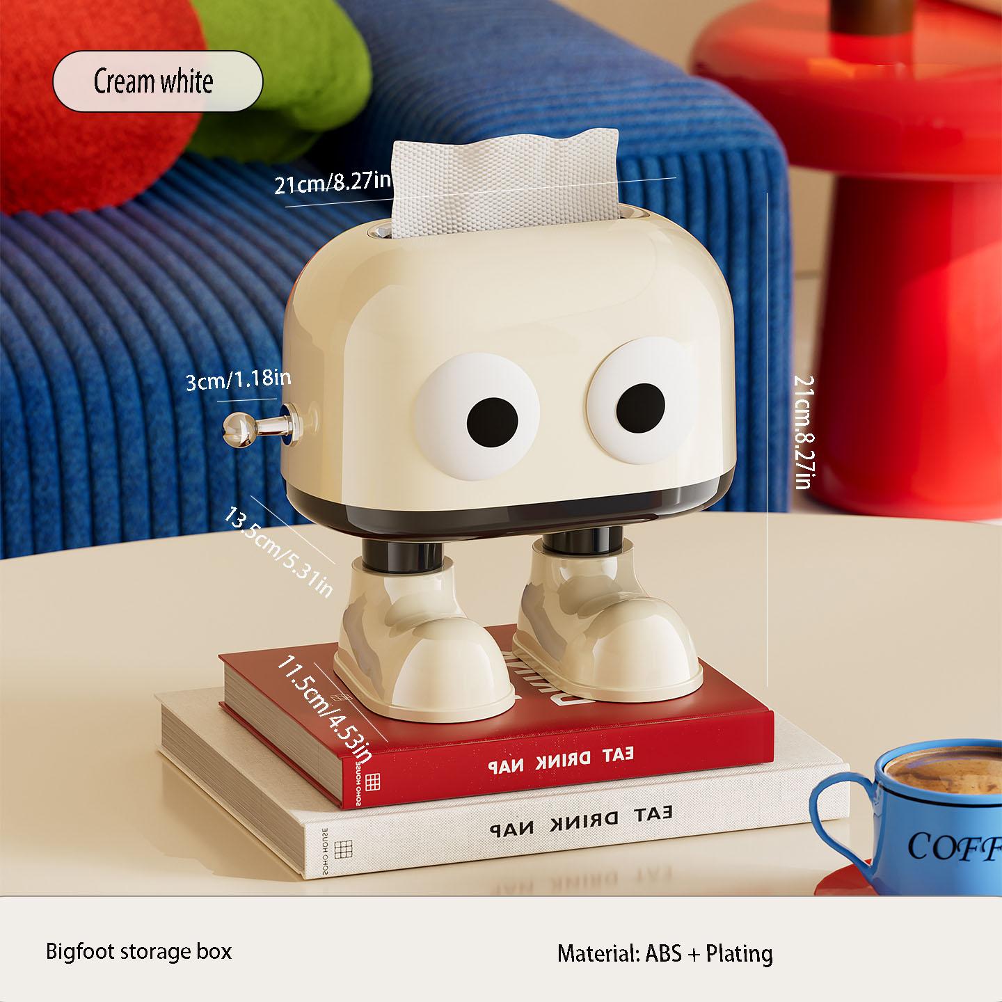 

Cute tissue box. Tissue holder with a spring mechanism. Features a cute cartoon eye design, perfect for living room білий