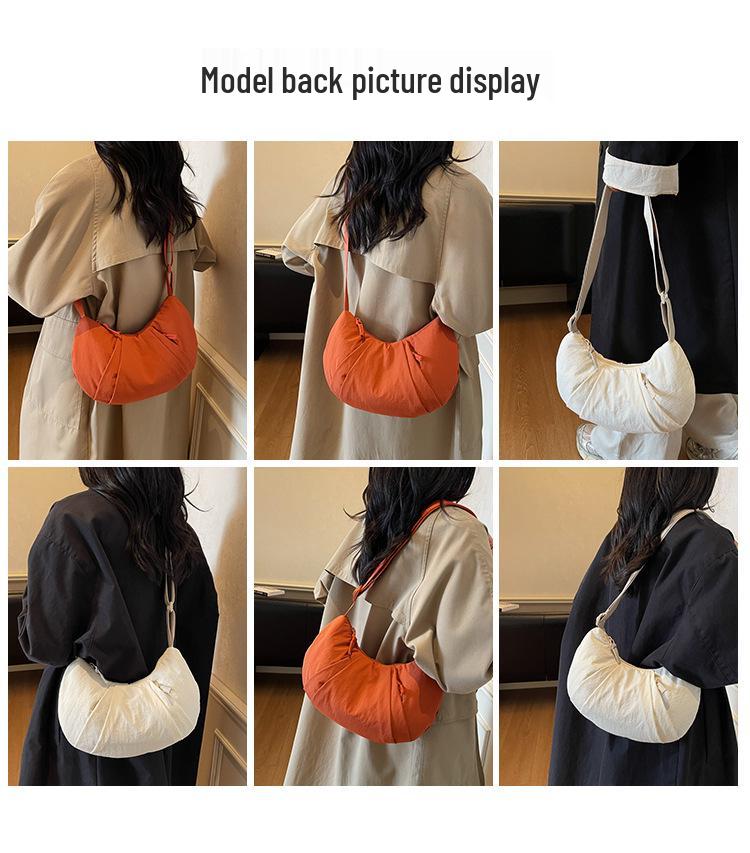 2025 Pleated Lightweight Dumpling Bag: Versatile, Solid Color Shoulder/Crossbody with High-End Style